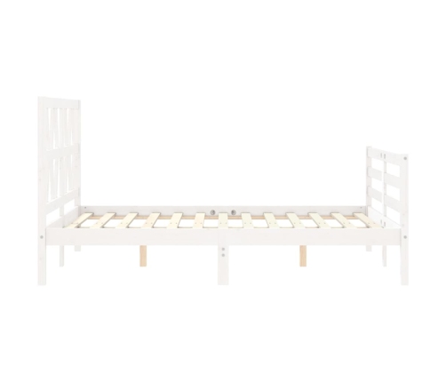 Estructura de cama con cabecero madera maciza blanco 140x200 cm