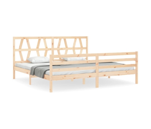 Estructura de cama con cabecero madera maciza 200x200 cm