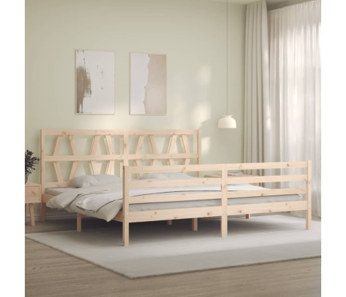 Estructura de cama con cabecero madera maciza 200x200 cm