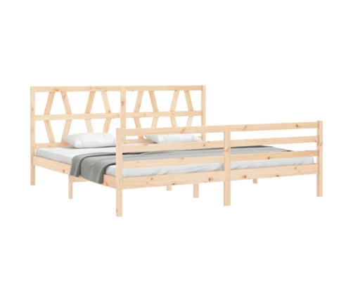 Estructura de cama con cabecero madera maciza 200x200 cm