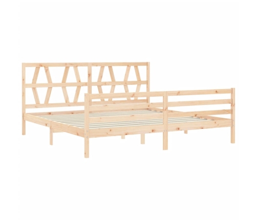 Estructura de cama con cabecero madera maciza 200x200 cm