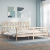 Estructura de cama con cabecero madera maciza 200x200 cm