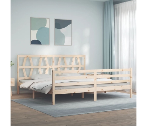 Estructura de cama con cabecero madera maciza 200x200 cm