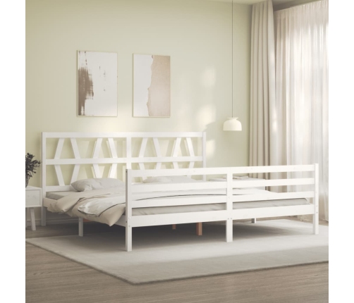 Estructura de cama con cabecero madera maciza blanco 200x200 cm