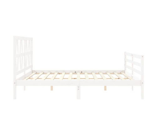 Estructura de cama con cabecero madera maciza blanco 200x200 cm