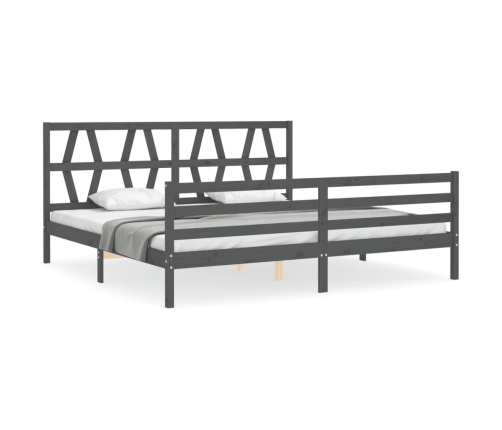 Estructura de cama con cabecero madera maciza gris 200x200 cm