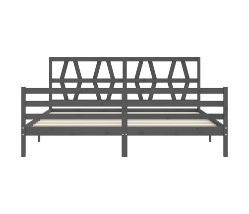 Estructura de cama con cabecero madera maciza gris 200x200 cm