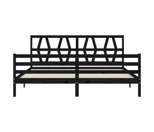 Estructura de cama con cabecero madera maciza negro 200x200 cm