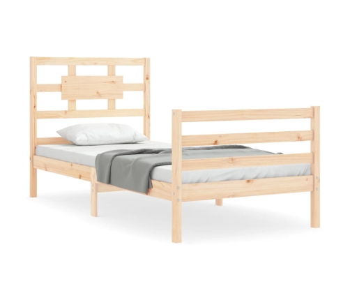 Estructura de cama individual con cabecero madera maciza