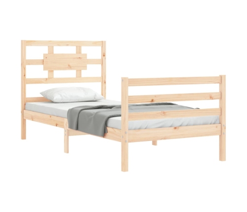 Estructura de cama individual con cabecero madera maciza