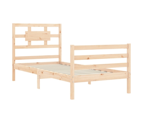 Estructura de cama individual con cabecero madera maciza