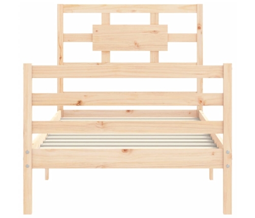 Estructura de cama individual con cabecero madera maciza