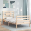 Estructura de cama individual con cabecero madera maciza