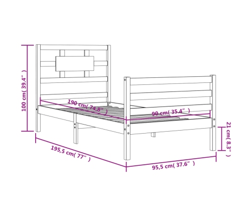 Estructura de cama con cabecero madera maciza