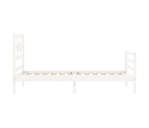 Estructura de cama con cabecero madera maciza blanco