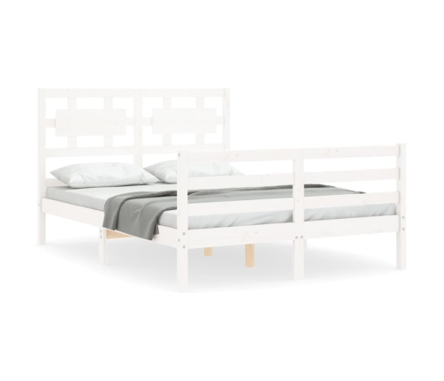 Estructura cama de matrimonio con cabecero madera maciza blanco