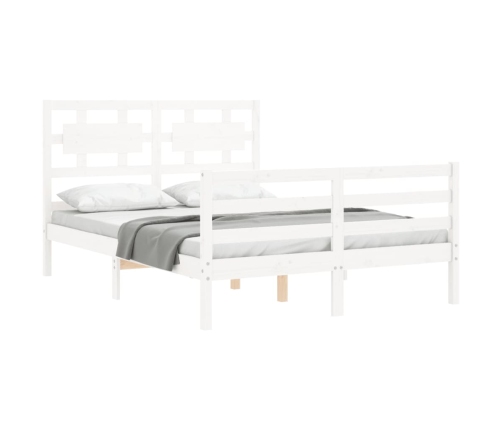 Estructura cama de matrimonio con cabecero madera maciza blanco