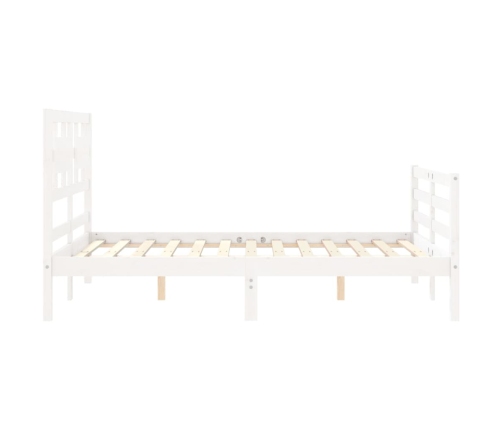 Estructura cama de matrimonio con cabecero madera maciza blanco