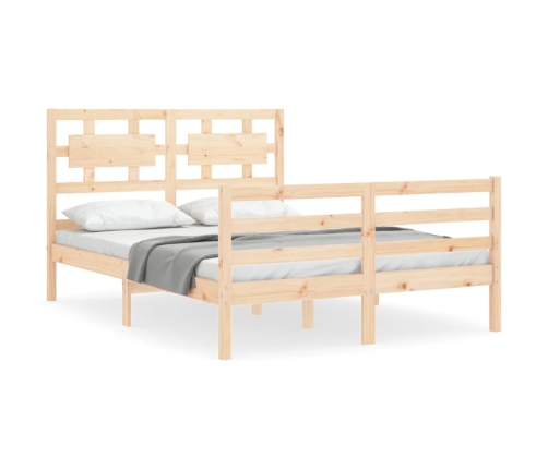 Estructura de cama de matrimonio con cabecero madera maciza