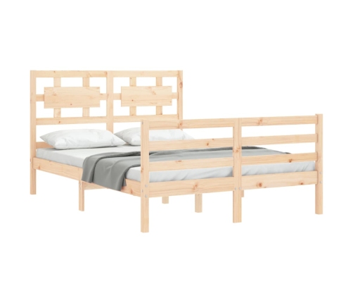 Estructura de cama de matrimonio con cabecero madera maciza