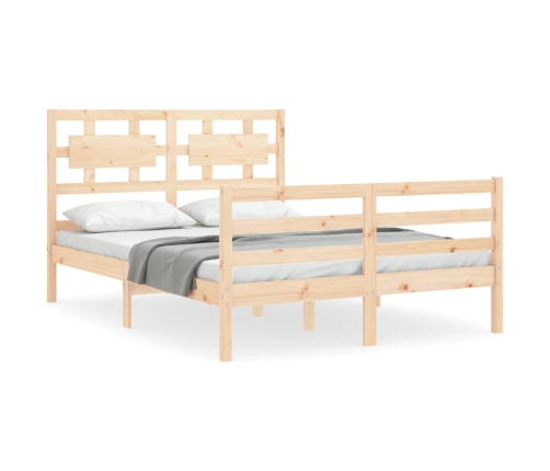 Estructura de cama con cabecero madera maciza 140x190 cm