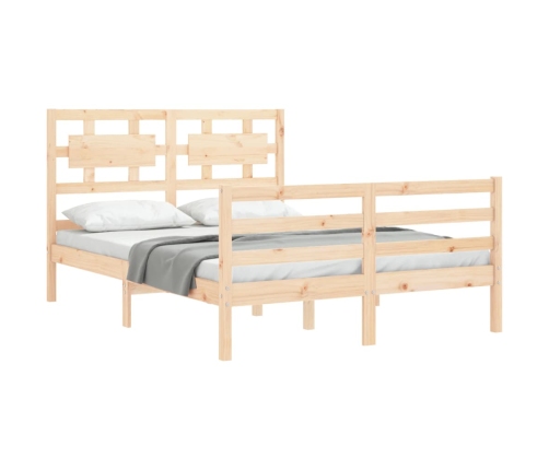 Estructura de cama con cabecero madera maciza 140x190 cm