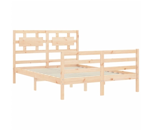 Estructura de cama con cabecero madera maciza 140x190 cm