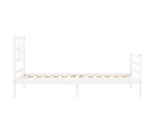 Estructura de cama con cabecero madera maciza blanco 100x200 cm