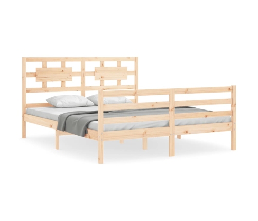 Estructura de cama de matrimonio con cabecero madera maciza