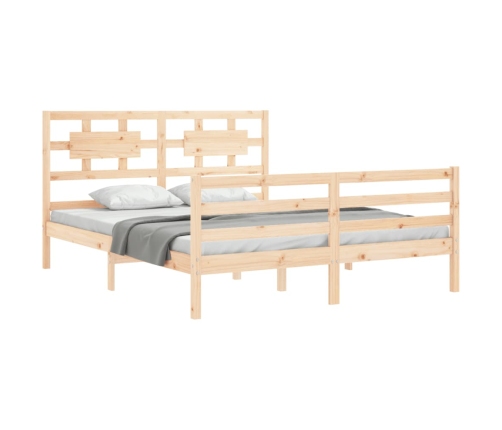 Estructura de cama de matrimonio con cabecero madera maciza