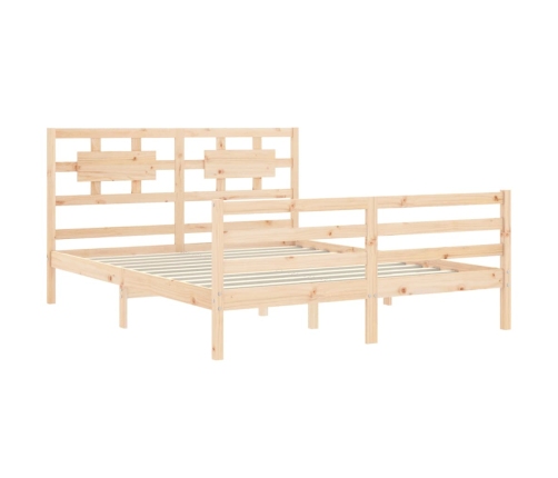 Estructura de cama de matrimonio con cabecero madera maciza