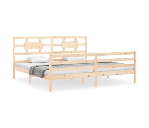 Estructura de cama de matrimonio con cabecero madera maciza