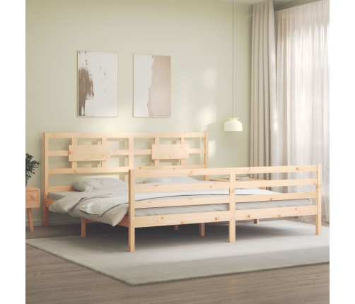 Estructura de cama de matrimonio con cabecero madera maciza