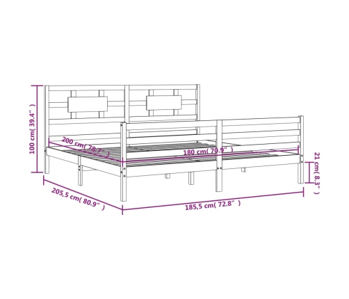 Estructura de cama de matrimonio con cabecero madera maciza