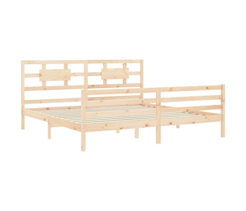 Estructura de cama de matrimonio con cabecero madera maciza