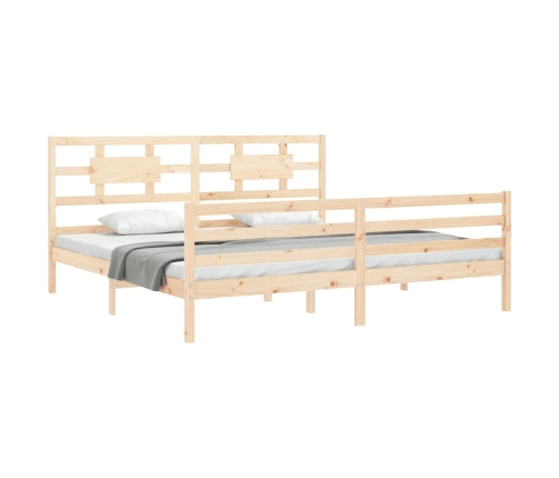 Estructura de cama con cabecero madera maciza 200x200 cm