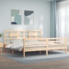 Estructura de cama con cabecero madera maciza 200x200 cm