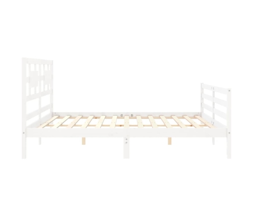 Estructura de cama con cabecero madera maciza blanco 200x200 cm