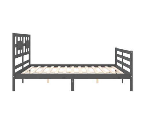 Estructura de cama con cabecero madera maciza gris 200x200 cm