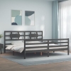 Estructura de cama con cabecero madera maciza gris 200x200 cm