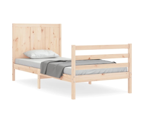 Estructura de cama individual con cabecero madera maciza