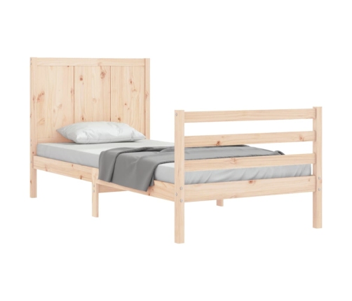 Estructura de cama individual con cabecero madera maciza