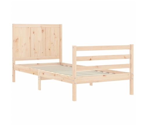 Estructura de cama individual con cabecero madera maciza