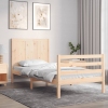 Estructura de cama individual con cabecero madera maciza