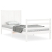 Estructura de cama individual con cabecero madera maciza blanco