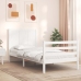 Estructura de cama individual con cabecero madera maciza blanco
