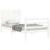 Estructura de cama individual con cabecero madera maciza blanco
