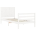 Estructura de cama individual con cabecero madera maciza blanco