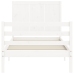 Estructura de cama individual con cabecero madera maciza blanco