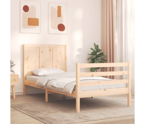 Estructura de cama con cabecero madera maciza